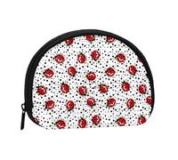 Portamonete con coccinelle rosse su punteggiato nero, grazioso mini portamonete da donna, piccolo portamonete