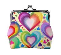 Portamonete con cuori nei colori dell'arcobaleno, piccolo kit da viaggio per viaggi di fine settimana e viaggi di lavoro, Nero , Taglia unica, Portamonete
