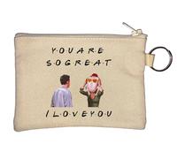 Portamonete con divertente portachiavi con tacchino con scritta "You are So Great I Love You", beige