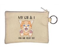 Portamonete con divertente portachiavi "My Cat and I Talk Crap About You", beige, Beige, Taglia unica