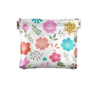 Portamonete con elementi floreali floreali per le donne spremere cambiamento borsa portamonete sacchetti, Fiori Elementi Floreali, 4.3" x 3.7", Spremere