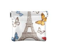 Portamonete con farfalla colorata Torre di Parigi, portamonete, in pelle PU, mini portafoglio portamonete per donne, ragazze e uomini