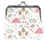 Portamonete con fibbia in pelle, chiusura a bacio, piccolo portafoglio per ragazze, foresta di fiori, bianco, floreale, bianco foresta, classico, Floral Forest White, Classico