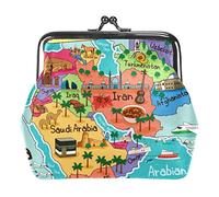 Portamonete con fibbia piccola Borsa con mappa dei paesi del Medio Oriente con chiusura a bacio Portafogli portamonete