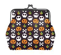 Portamonete con fibbia piccola Portamonete con osso di zucca e smorfia di Halloween Portafogli portamonete con chiusura a scatto