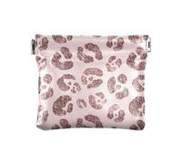 Portamonete con fiori colorati e colibrì, mini portamonete da viaggio, per cosmetici, cuffie, gioielli, dimensioni 10,9 x 9,4 cm, Macchie leopardate in oro rosa, Taglia unica, Macchie leopardate in