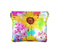 Portamonete con fiori di limone ad acquerello senza cerniera, portamonete per donne e uomini, dimensioni 10,9 x 9,4 cm, Girasoli Acquerello, Taglia unica, Girasoli Acquerello