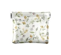 Portamonete con fiori per le donne spremere cambiamento borsa portamonete sacchetti, Beige, 4.3" x 3.7", Spremere