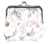 Portamonete con fiori romantici, morbida pelle rosa, graziosa fibbia per bacio, borsa per monete, fiore romantico, rosa delicato, classico, Fiore Romantico, Rosa Delicato, Classico