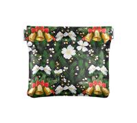 Portamonete con fiori rossi e rami neri, portatile, in pelle PU, portamonete casual, per uso quotidiano, dimensioni 10,9 x 9,4 cm, Fiori bianchi invernali, Taglia unica, Fiori bianchi invernali