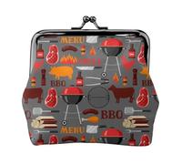 Portamonete con icone del barbecue, portamonete con serratura a bacio, piccolo portamonete in pelle PU per le donne