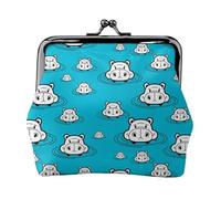 Portamonete con ippopotamo in acqua, portamonete con chiusura a bacio, piccolo portamonete in pelle PU per donne