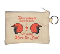 Portamonete con logo a quattro ruote Move The Soul, con logo a due ruote, colore: beige