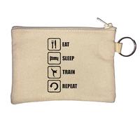 Portamonete con logo Eat Sleep Train Repeat Beige, Beige, Taglia unica