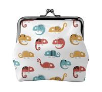 Portamonete con lucertola camaleonte, portamonete con chiusura a bacio, piccolo portamonete da donna in pelle PU