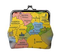 Portamonete con mappa della Germania con stampa colorata, squisita e versatile, con chiusura a bacio, piccolo portafoglio con cerniera per monete e carte