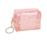 Portamonete con margherita, borsa trasparente per il cambiamento, borsa per il trucco con piccoli fiori, graziosa borsa per cosmetici floreale, impermeabile, porta carte di credito trasparente con