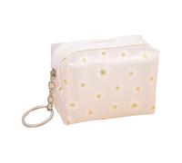 Portamonete con margherita, borsa trasparente per il cambiamento, borsa per il trucco con piccoli fiori, graziosa borsa cosmetica floreale, impermeabile, porta carte di credito trasparente con anello