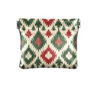Portamonete con motivo geometrico rosso e verde, in pelle PU, mini portafoglio portamonete per donne, ragazze e uomini
