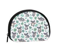 Portamonete con orsi e foglie tropicali, grazioso mini portamonete da donna, piccolo portamonete