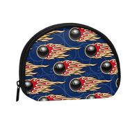 Portamonete con palla da bowling e fiamma, grazioso mini portamonete da donna, piccolo portamonete