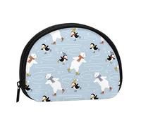 Portamonete con pinguino che scia, grazioso mini portamonete da donna, piccolo portamonete
