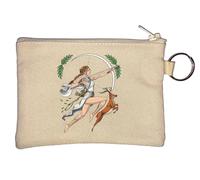 Portamonete con portachiavi Artemide della Dea della Caccia dell'antica Grecia, beige