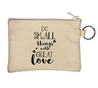Portamonete con portachiavi "Do Small Things with Great Love", beige