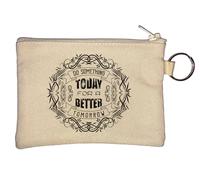 Portamonete con portachiavi "Do Something Today for A Better Tomorrow", beige