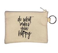 Portamonete con portachiavi "Do What Makes You Happy", beige