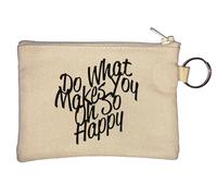 Portamonete con portachiavi "Do What Makes You Oh So Happy", beige