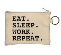 Portamonete con portachiavi Eat Sleep Work Repeat Beige