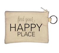 Portamonete con portachiavi Find Your Happy Place, beige