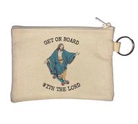 Portamonete con portachiavi "Get On Board with The Lord Gesù Cristo", beige