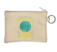 Portamonete con portachiavi "Happiness is being a mom", beige