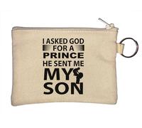 Portamonete con portachiavi "I Asked God for A Prince He Sent Me My Son", beige, Beige, Taglia unica