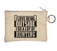 Portamonete con portachiavi "I Love Being Outside I Do A Lot of Hunting", beige, Beige, Taglia unica