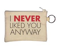 Portamonete con portachiavi "I Never Liked You Anyway", beige