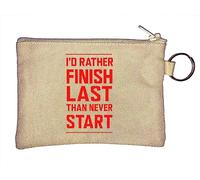 Portamonete con portachiavi "I would Rather Finish Last Than Never Start", beige