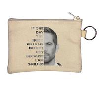 Portamonete con portachiavi "If One Day The Speed Kills Me Do Not Cry", beige