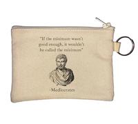 Portamonete con portachiavi "If The Minimum Wasn't Enough It Wouldn't Be Minimum Mediocrates", colore beige