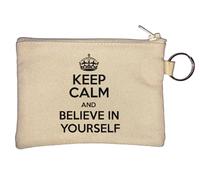 Portamonete con portachiavi "Keep Calm and Believe in Yourself", beige