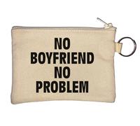 Portamonete con portachiavi "No Boyfriend No Problem", beige