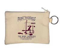 Portamonete con portachiavi Push Yourself Stop Wishing Start Doing, beige