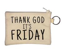 Portamonete con portachiavi "Thank God It's Friday", beige