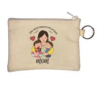 Portamonete con portachiavi The Most Important People in My Life Call Me Mom beige