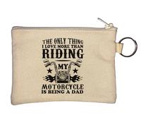 Portamonete con portachiavi "The Only Thing I Love More Than Riding My Motorcycle is Being A Dad", beige
