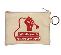 Portamonete con portachiavi Turn Off Your Tv Reclaim Your World Revolution Fist beige