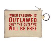 Portamonete con portachiavi "When Freedom is Outlawed Only The Outlaws Will Be Freed", beige