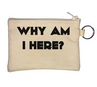 Portamonete con portachiavi "Why Am I Here", beige